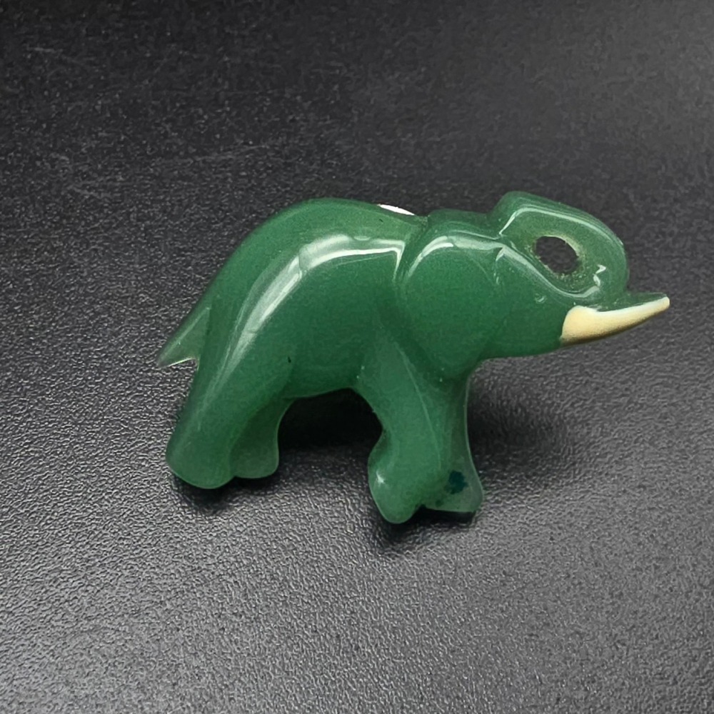 Avon 1984 Lucky Friends Elephant Pin Green Acrylic Trunk Up Vintage